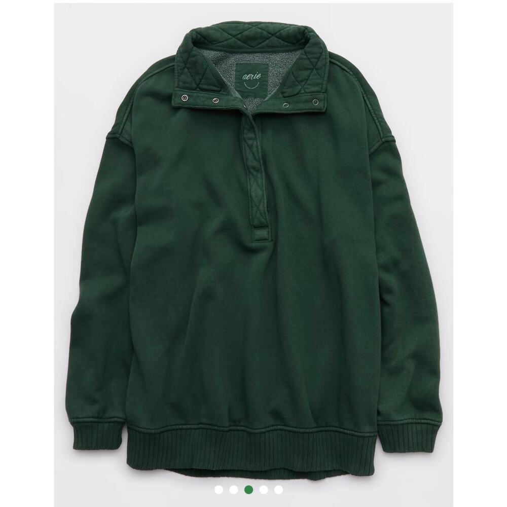 Aerie Oh Snap! Sweatshirt Oversized Lounge Rugged Green Plus XXL - Picture 5 of 12